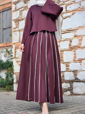 plum set Ramadan Modest Two-Piece Set